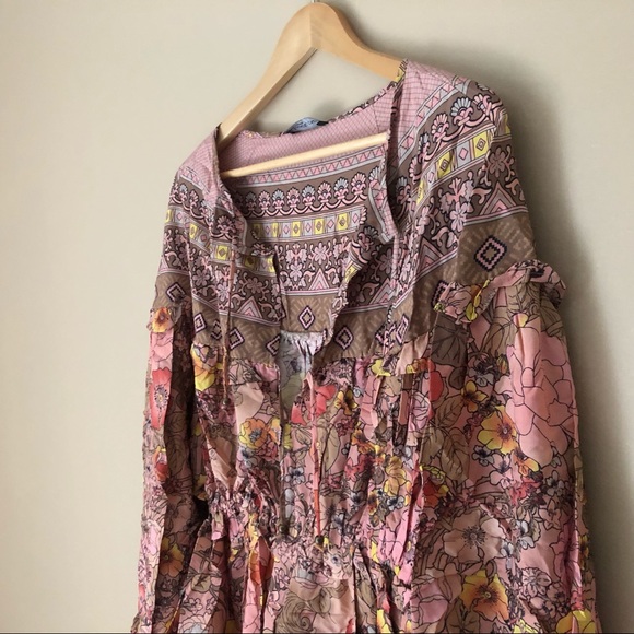 Paisley Drawstring Boho Dress - Picture 5 of 8